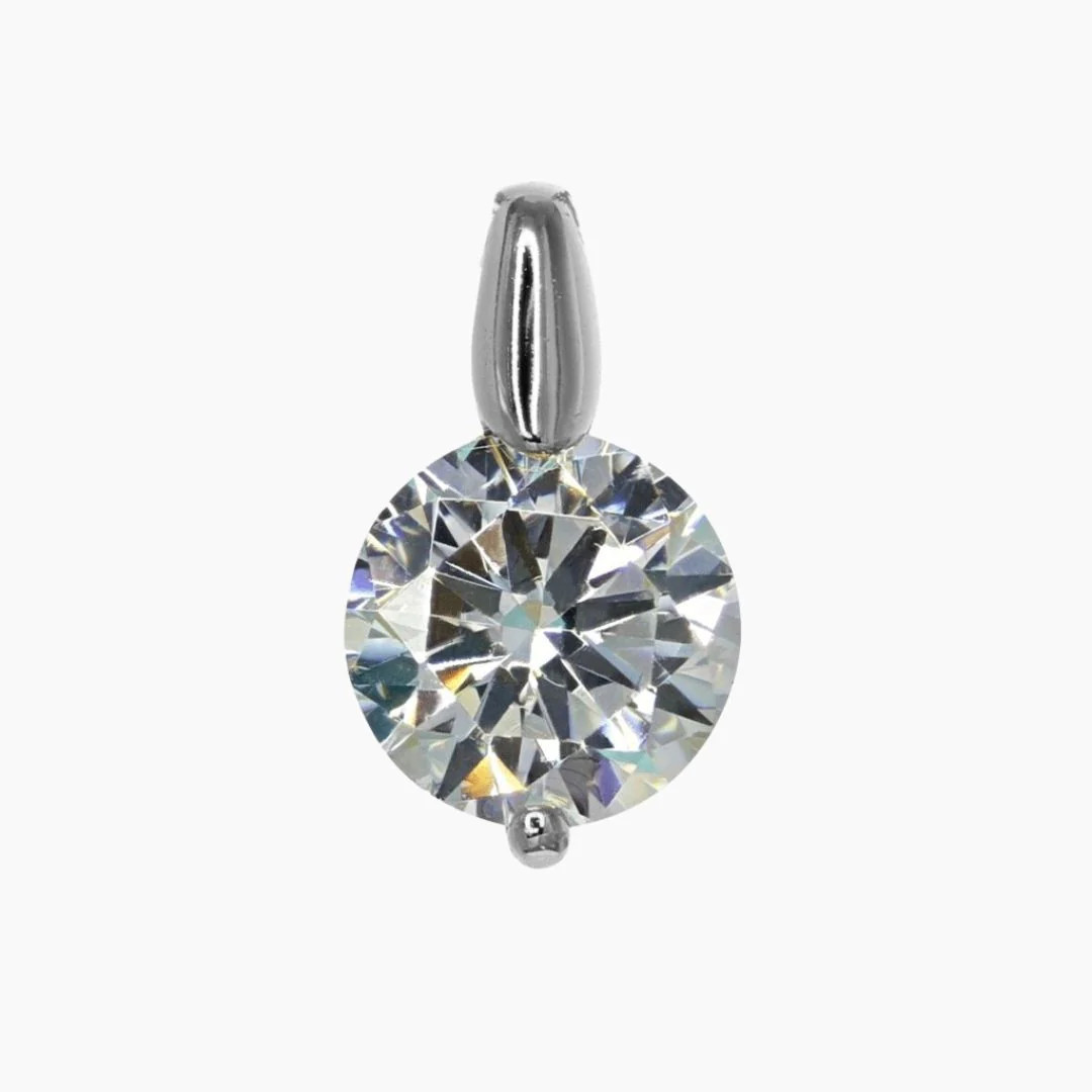 2.00 Carat Brilliant CZ Solitaire Pendant in Sterling Silver | Roma Designer Jewelry