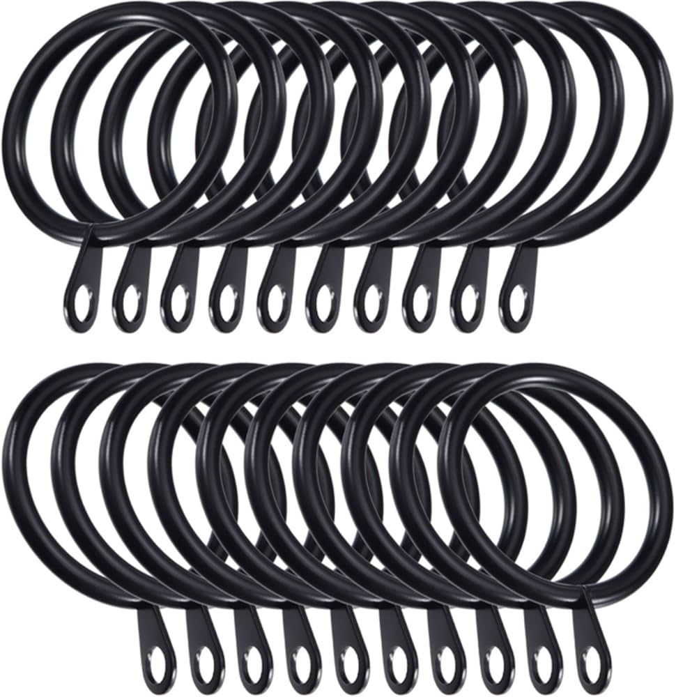 20 Pack Curtain Eyelet Rings Black Metal Hanging Rings for Curtains and Rods, 30 mm Internal Diam... | Amazon (US)