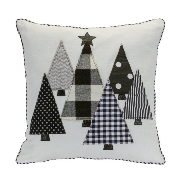 15.5" Black and White Decorative Christmas Tree Throw Pillow | Walmart (US)