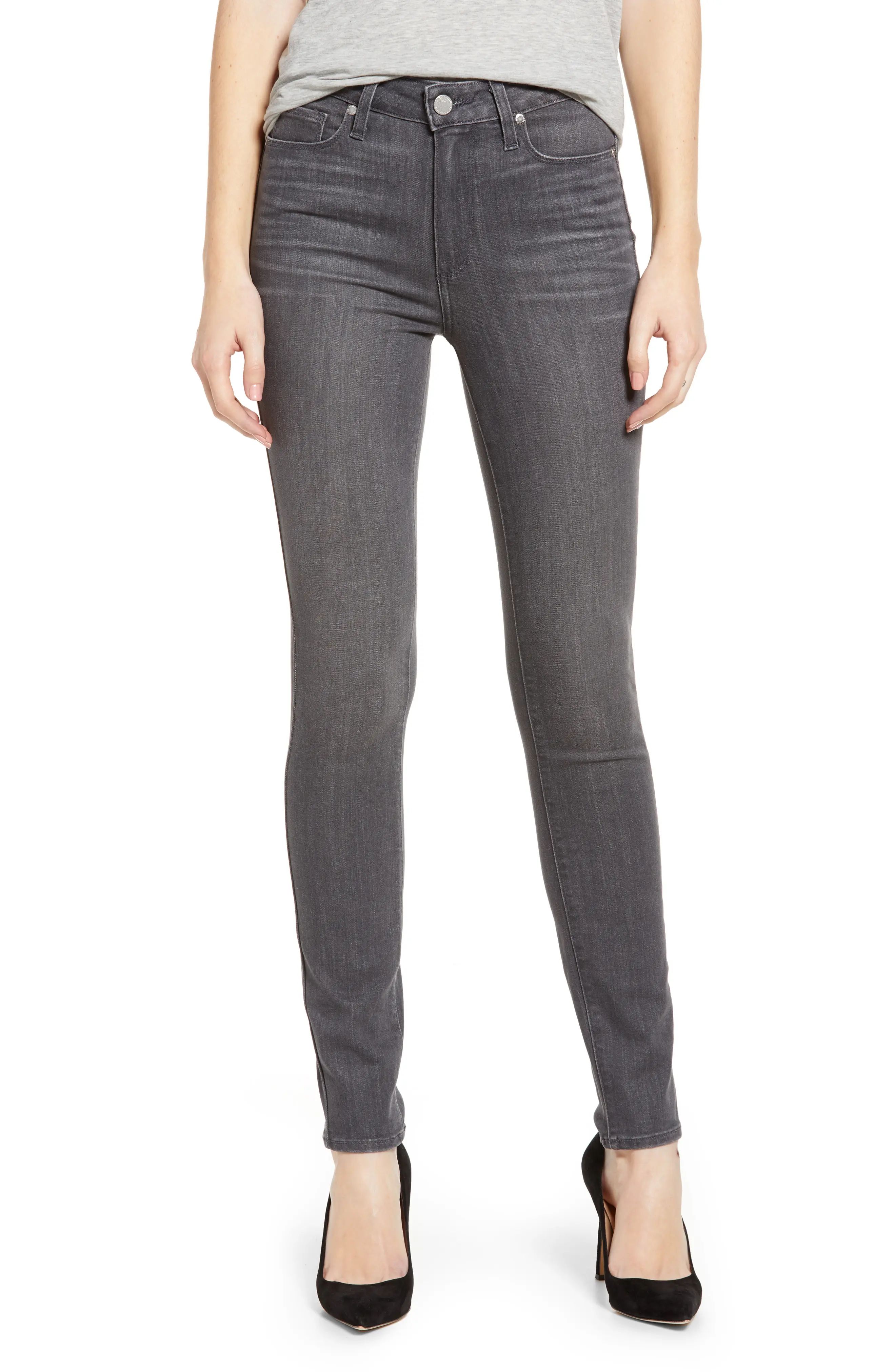 Women's Paige Hoxton Transcend High Waist Skinny Jeans, Size 24 - Grey | Nordstrom