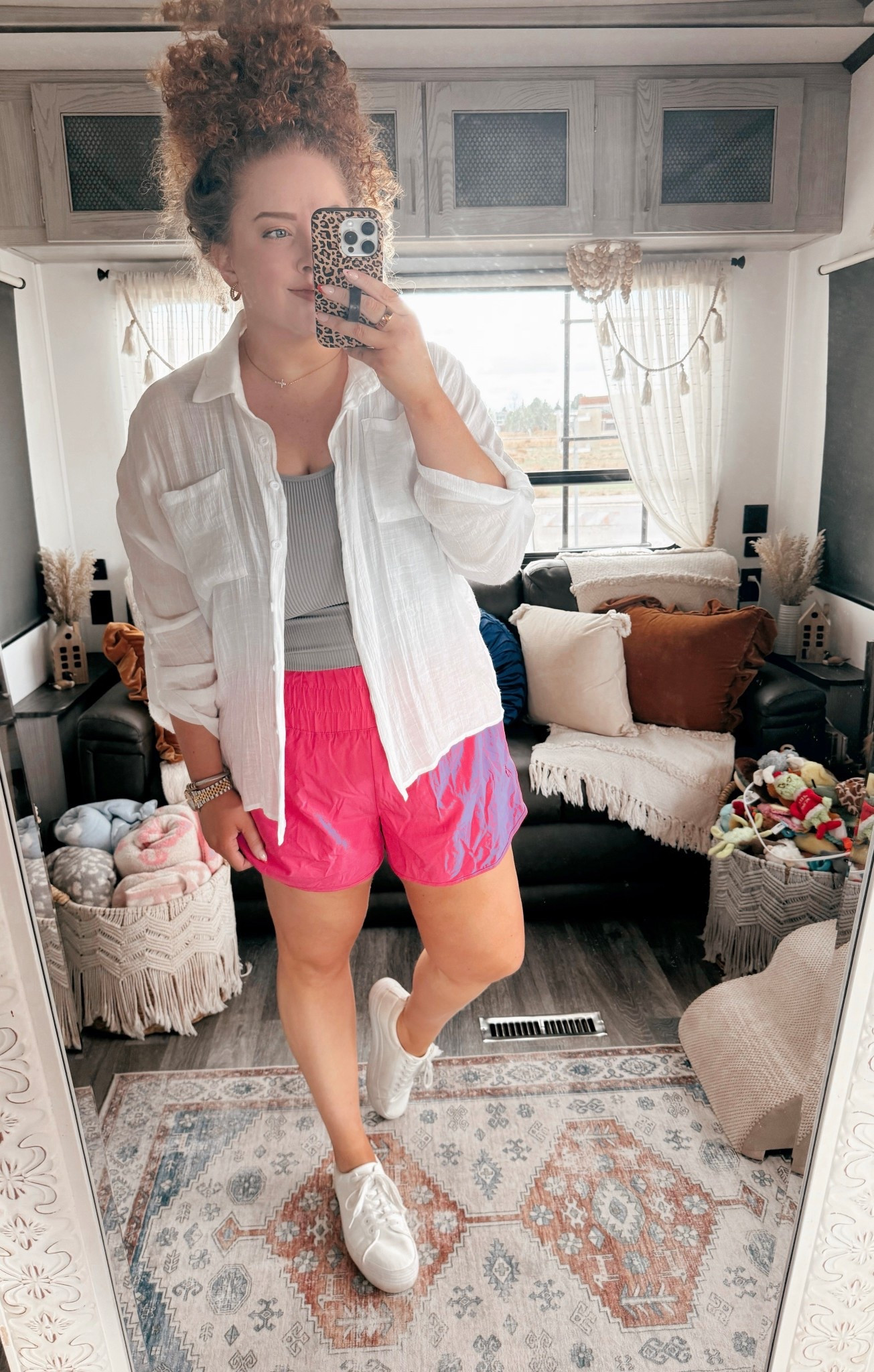 Light layers + comfy staples = my current everyday uniform 🤍 This sheer button down is the perfect throw on piece and I love how it balances the sporty shorts. Easy, breathable, and cute enough to wear on repeat all spring long 💗 sheer white button down | amazon fashion | amazon outfit | amazon finds | amazon style | gray tank top | basic layering tank | pink athletic shorts | sporty chic outfit | athleisure style | casual spring outfit | spring layering look | everyday outfit inspo | comfy but cute | white platform sneakers | platform sneaker outfit | on the go outfit | errands outfit idea | travel day outfit | lounge to street style | neutral layering pieces | minimal outfit inspo | spring athleisure | amazon activewear | affordable fashion finds | clean girl aesthetic outfit | easy everyday style | casual cute look | weekend outfit inspo | laid back spring vibes


#LTKSaleAlert #LTKgrwm #LTKMidsize