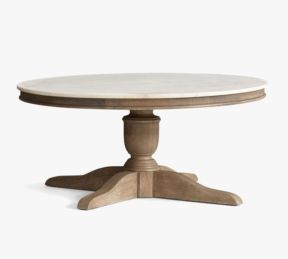 Alexandra Marble Round Coffee Table, Gray Wash, 39&amp;quot;L | Pottery Barn (US)