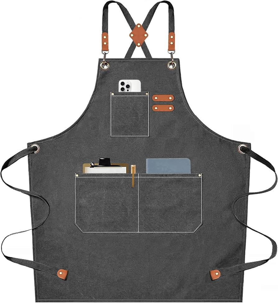 AFUN Chef Aprons for Men Women with Large Pockets, Cotton Canvas Cross Back Heavy Duty Adjustable... | Amazon (US)