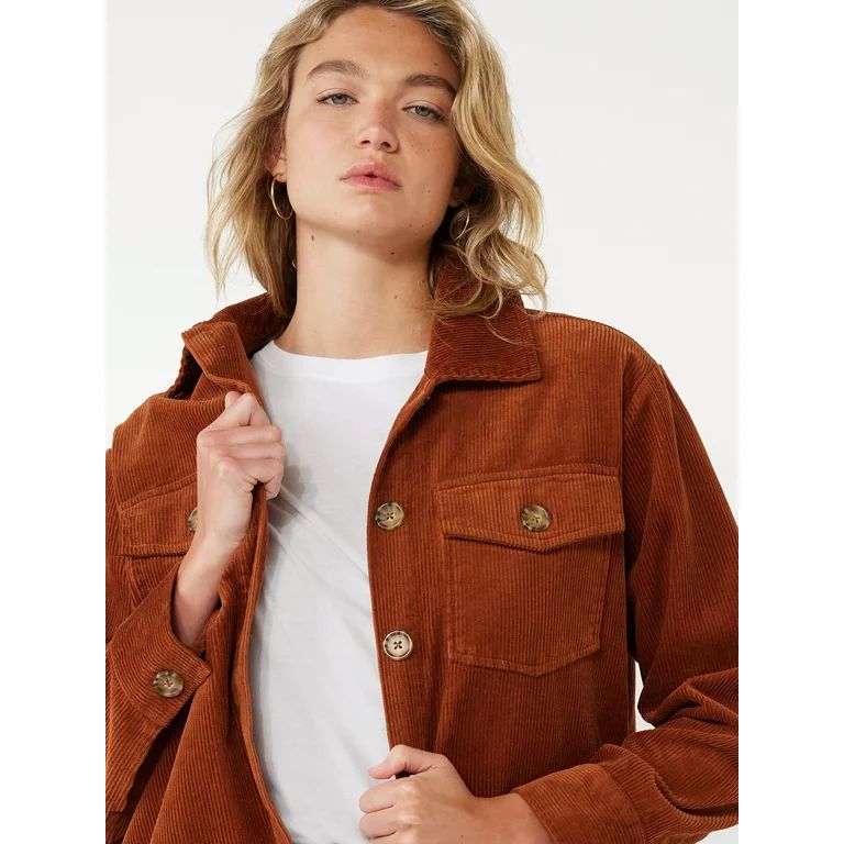 Time and Tru Women's Corduroy Button Down Shacket, Sizes XS-XXXL - Walmart.com | Walmart (US)