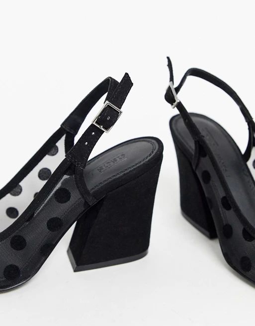 ASOS DESIGN Sukie slingback heels in black polka dot | ASOS (Global)