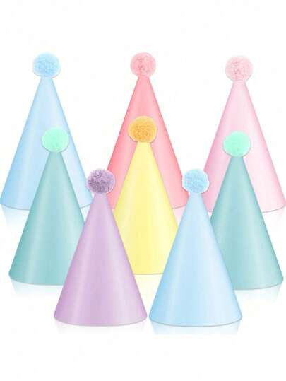 10pcs Rainbow Party Hats, Birthday Party Cone Hats, Cute Cake Cone Birthday Paper Hats, Adorable Crowns, Mixed Adult Party Hats, Bridal Shower Bachelorette Party Decorative Hats, Colorful Hats With Gold Decor, Birthday Party Hats | SHEIN