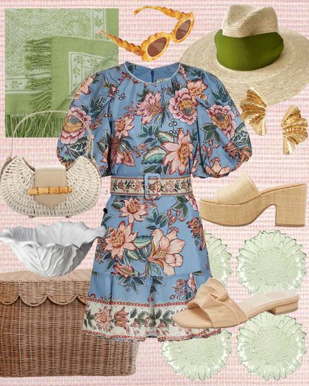 The Broke Brooke Daily Finds! #thebrokebrooke 

ADORE this dress for Spring break! It’s one of my favorite brands! I just got this straw hat and both pairs is theses raffia heels and sandals! 

Spring break dress, wicker bag, scalloped basket, Saks @saks, H&M finds, Dillard’s, @dillards , fringe blanket, hat, platform heels, flats, sandals, melamine bowl, cabbageware, grandmillennial, resort, scalloped sunglasses, earrings, target finds 