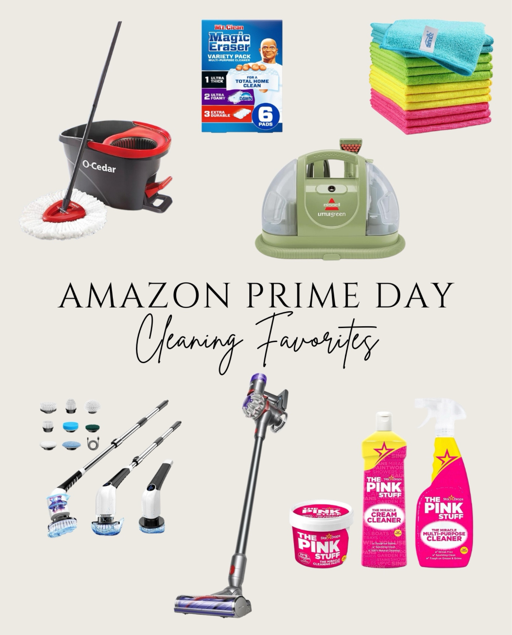 Amazon Prime Day deals: cleaning products. Home finds on sale. Dyson vacuum. Spin mop. Bathroom electric scrubber  

#LTKSaleAlert #LTKHome #LTKFindsUnder50