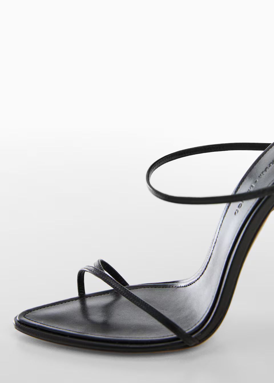 Leather sandal with inclined heel -  Women | Mango United Kingdom | MANGO (UK)