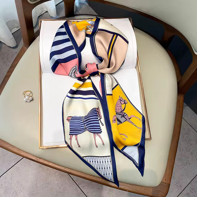 Silk Skinny Scarf Women Luxury Design Horse Print Neckerchief Hairband Ribbon Soft Satin Lady Hea... | AliExpress (US)