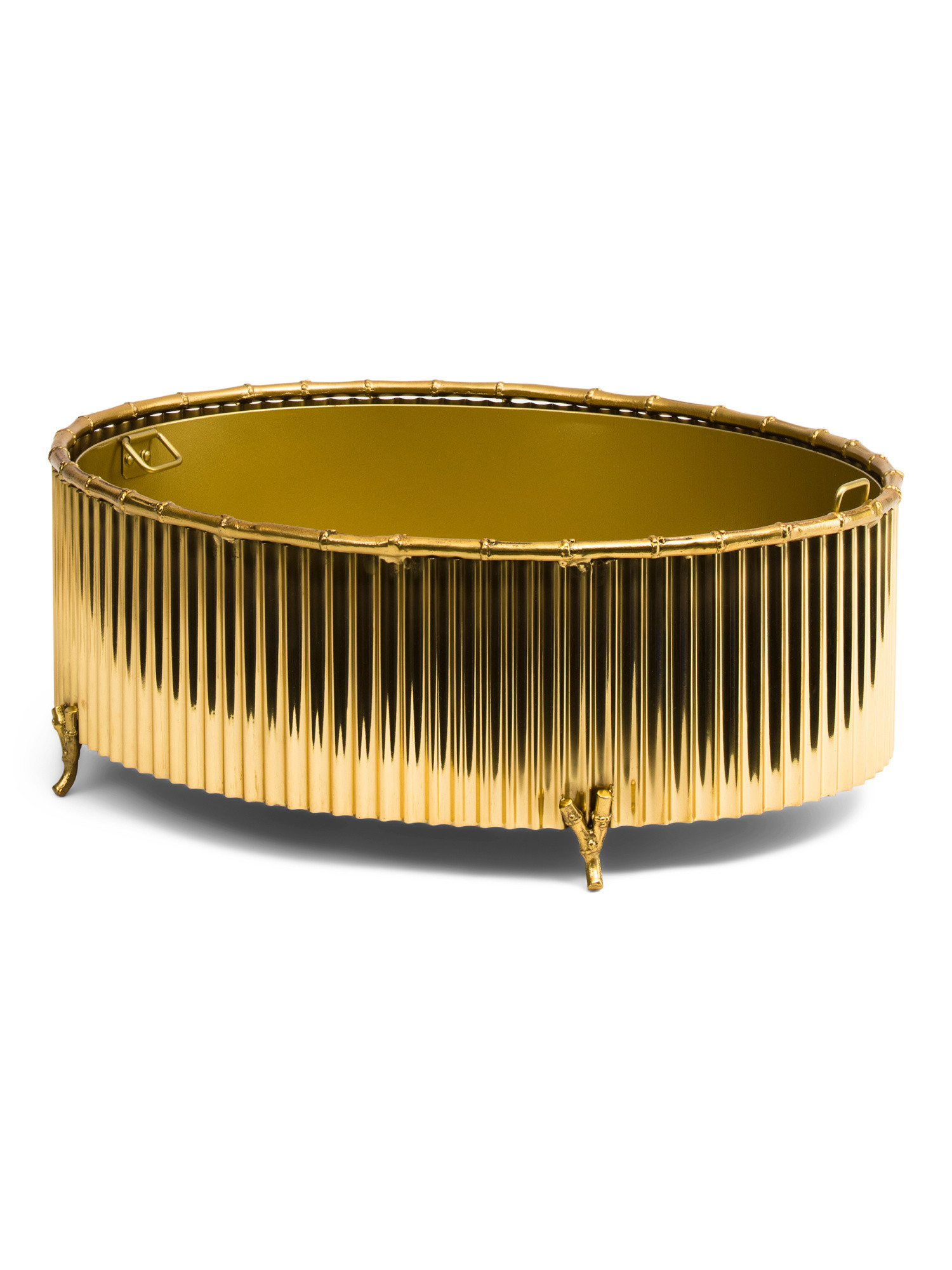 20x8x16 Corrugated Brass Cachepot Oval Planter | TJ Maxx