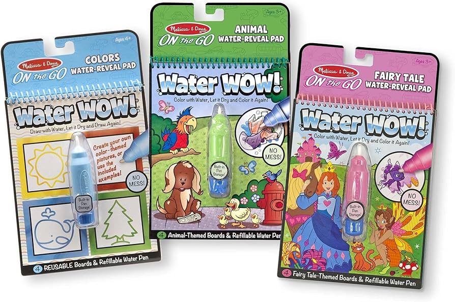 Melissa & Doug On the Go Water Wow! Reusable Water-Reveal Activity Pads, 3-pk, Colors and Shapes,... | Amazon (US)