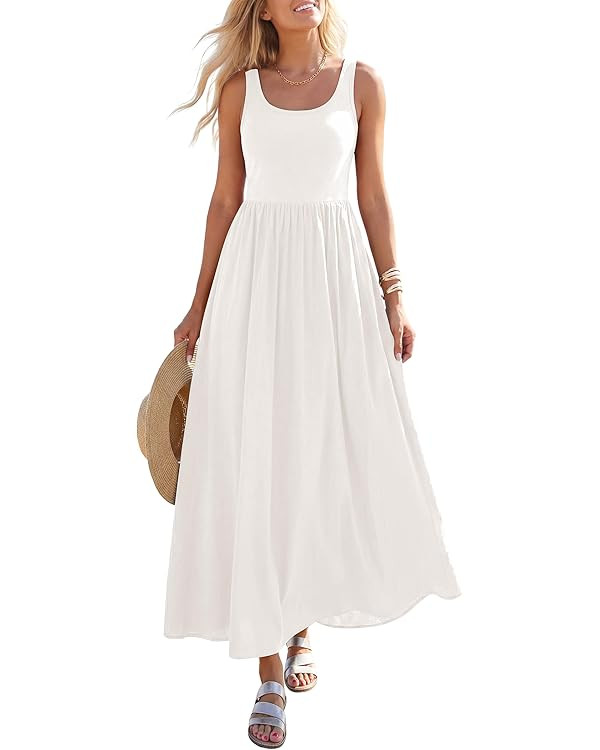 PRETTYGARDEN Womens Summer Casual Scoop Neck Sleeveless Long Dresses Tank Top Patchwork Aline Swi... | Amazon (US)