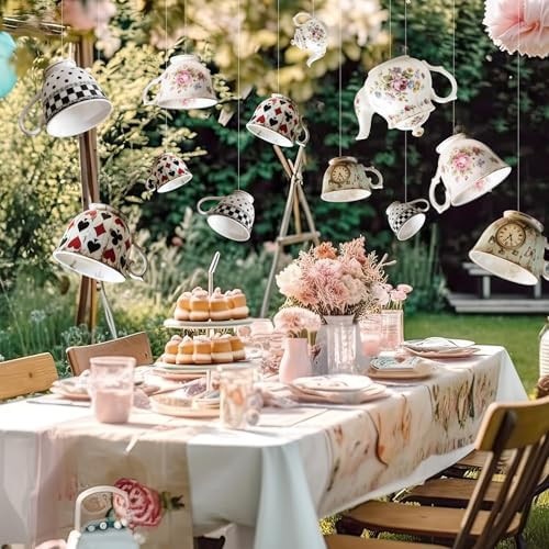 Soulchen 20 Pcs Wonderland Tea Party Decoration Hanging Banner Wonderland Teapot Garland Decorati... | Amazon (US)