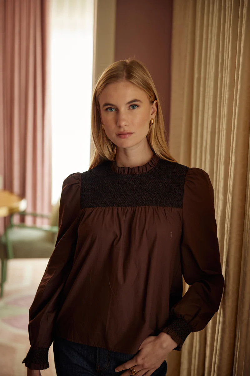 Cassidy Top-Cotton Poplin-Chicory Coffee | Cartolina