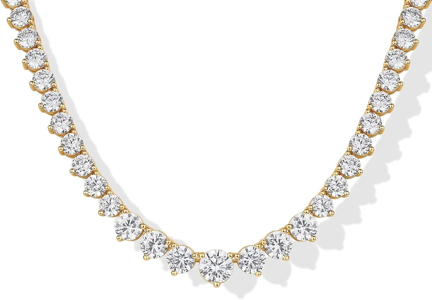 PAVOI 14K Gold Plated Graduated Tennis Necklaces for Women - Cubic Zirconia Tennis Necklace for B... | Amazon (US)