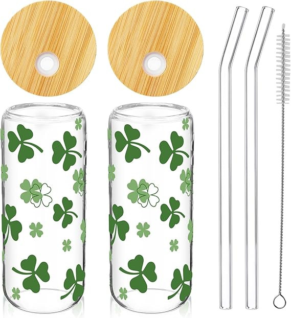 Maxcheck 2 Pcs 20 Oz Ice Coffee Cup Drinking Glasses Cup Beer Glass Iced Coffee Glasses with Bamb... | Amazon (US)