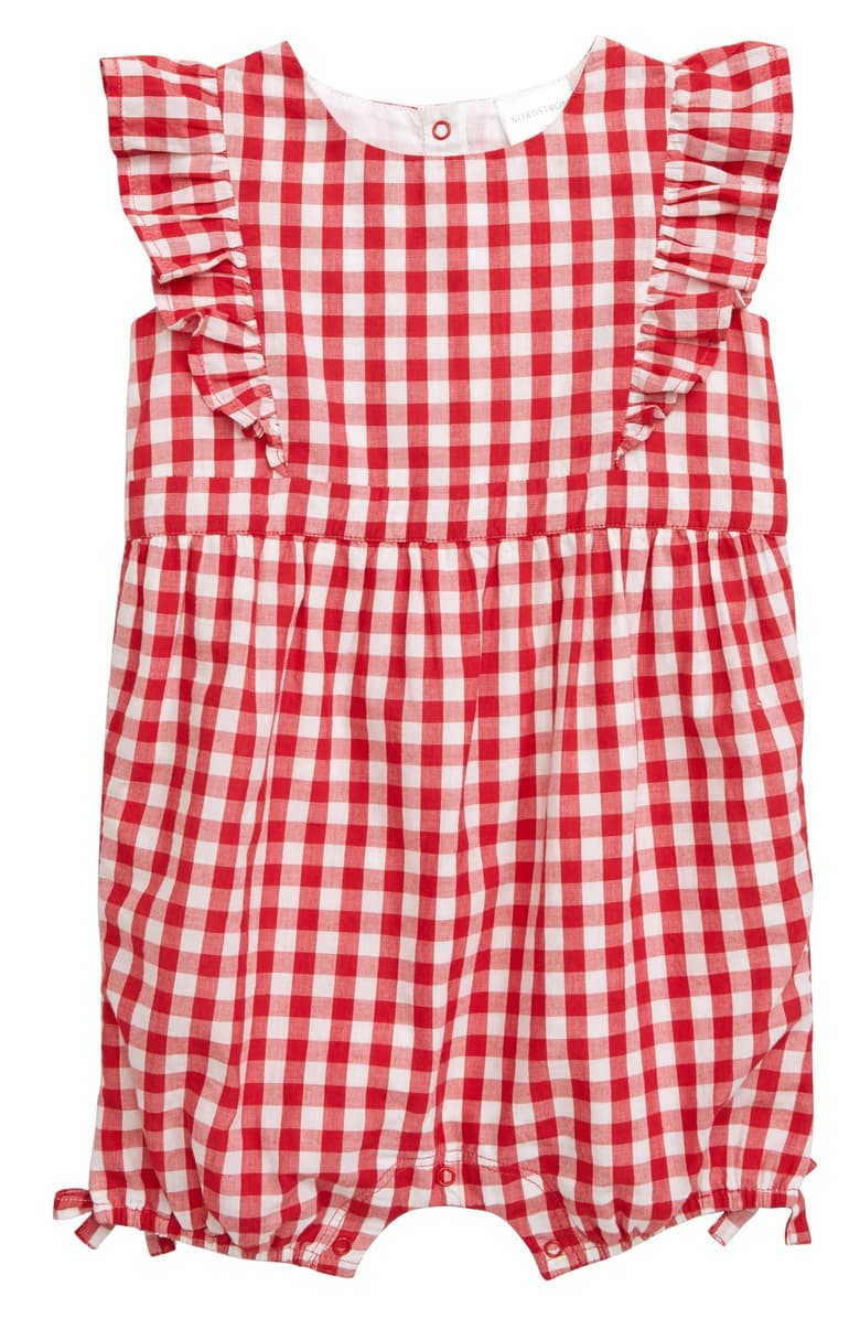 Picnic Gingham Flutter Sleeve Romper | Nordstrom