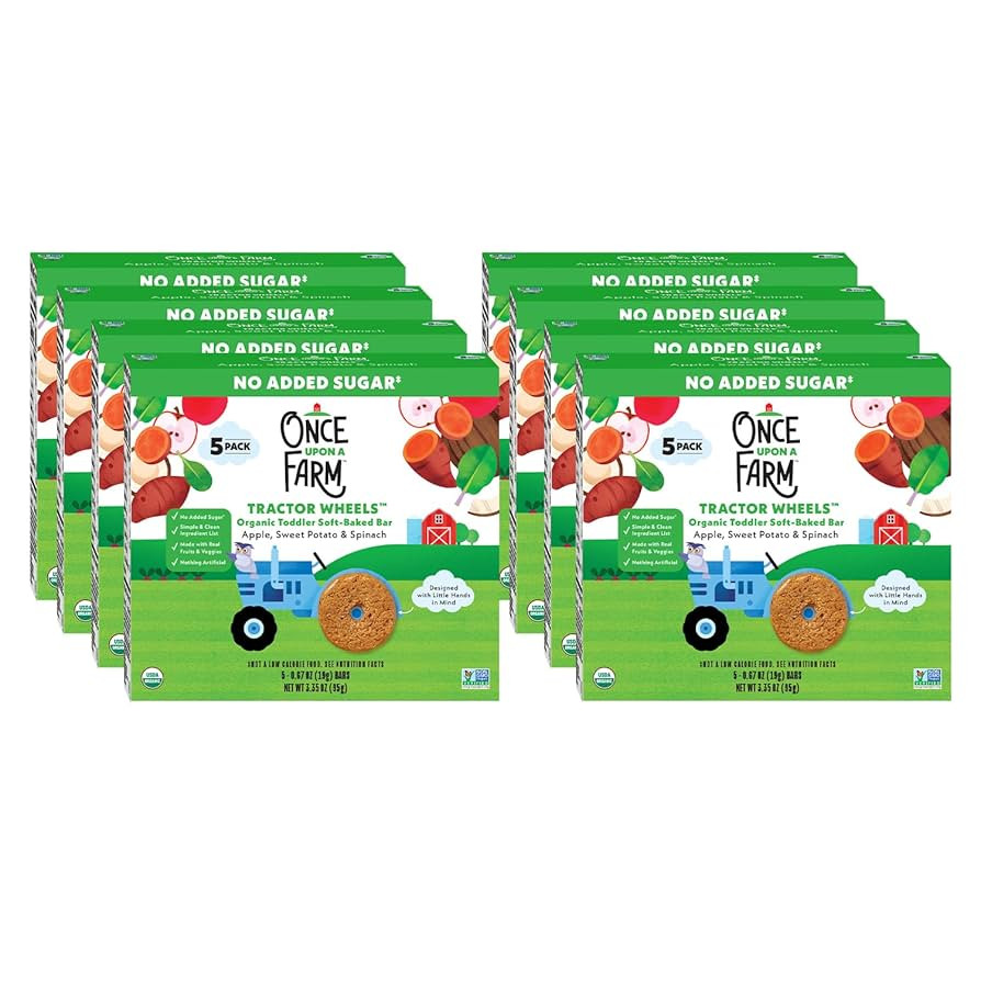 Once Upon a Farm | Organic Toddler Soft-Baked Bar Tractor Wheels | Apple, Sweet Potato & Spinach ... | Amazon (US)