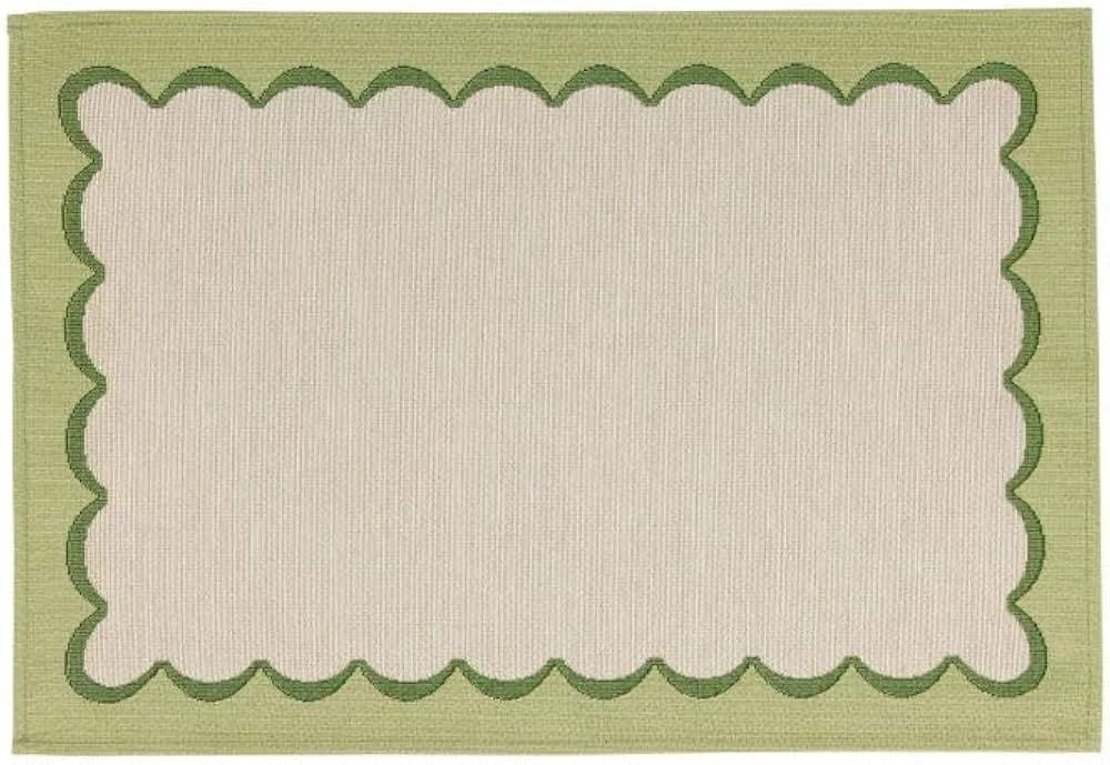 Vietri Tavola Green Scalloped Placemats, Set of 4-19" Polyester Table Mats - Dinner Table Cover | Amazon (US)