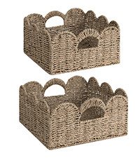 StorageWorks Scalloped Wicker Basket, Nursery Basket with Handles, Woven Rattan Baskets for Organ... | Amazon (US)