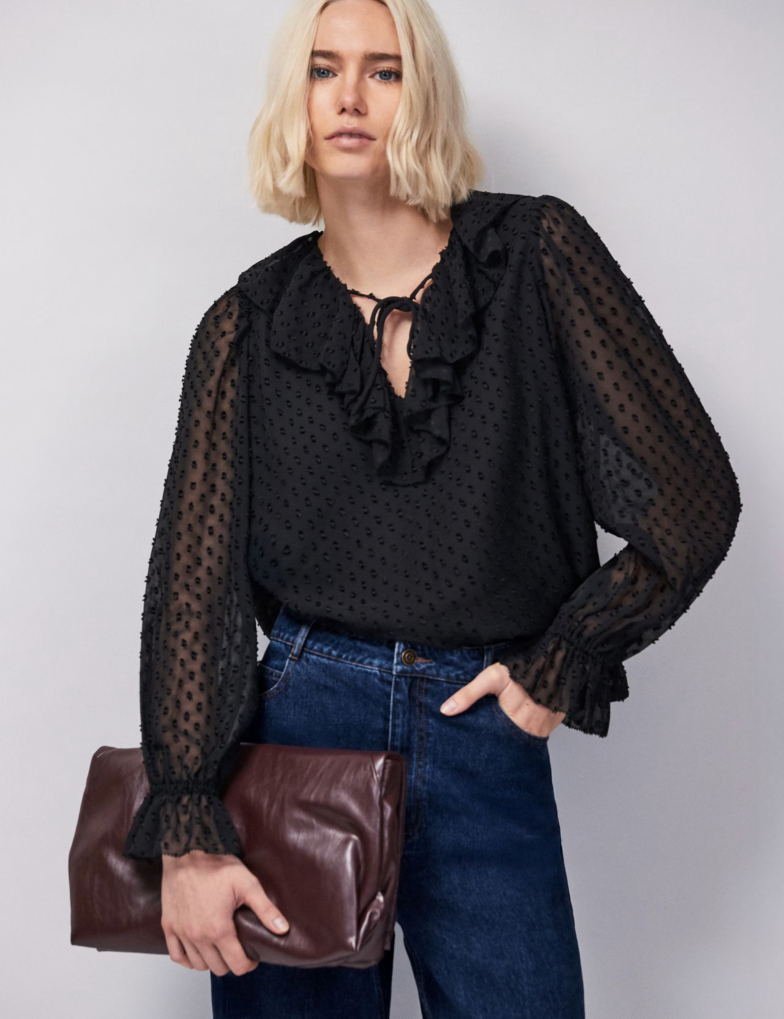 Ruffle Tie Neck Blouse | Marks & Spencer (UK)