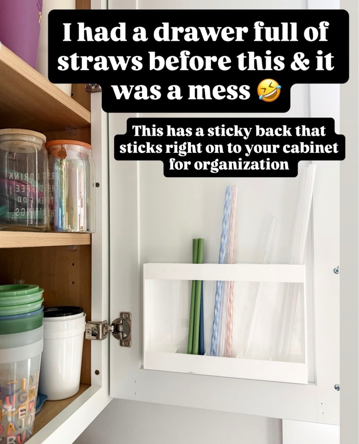 I had a drawer full of straws before this and it was mess! This has a sticky back that sticks right on your cabinet for organization 

#LTKmomlife #LTKHome #LTKSeasonal