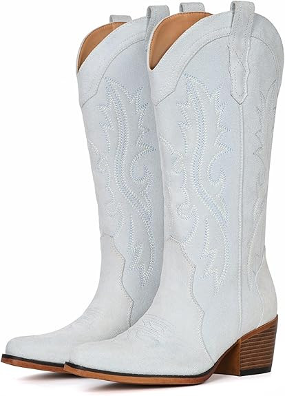 IUV Cowboy Boots For Women Western Cowgirl Boots with Chunky Heel Mid Calf Snip Toe Ideal for low... | Amazon (US)