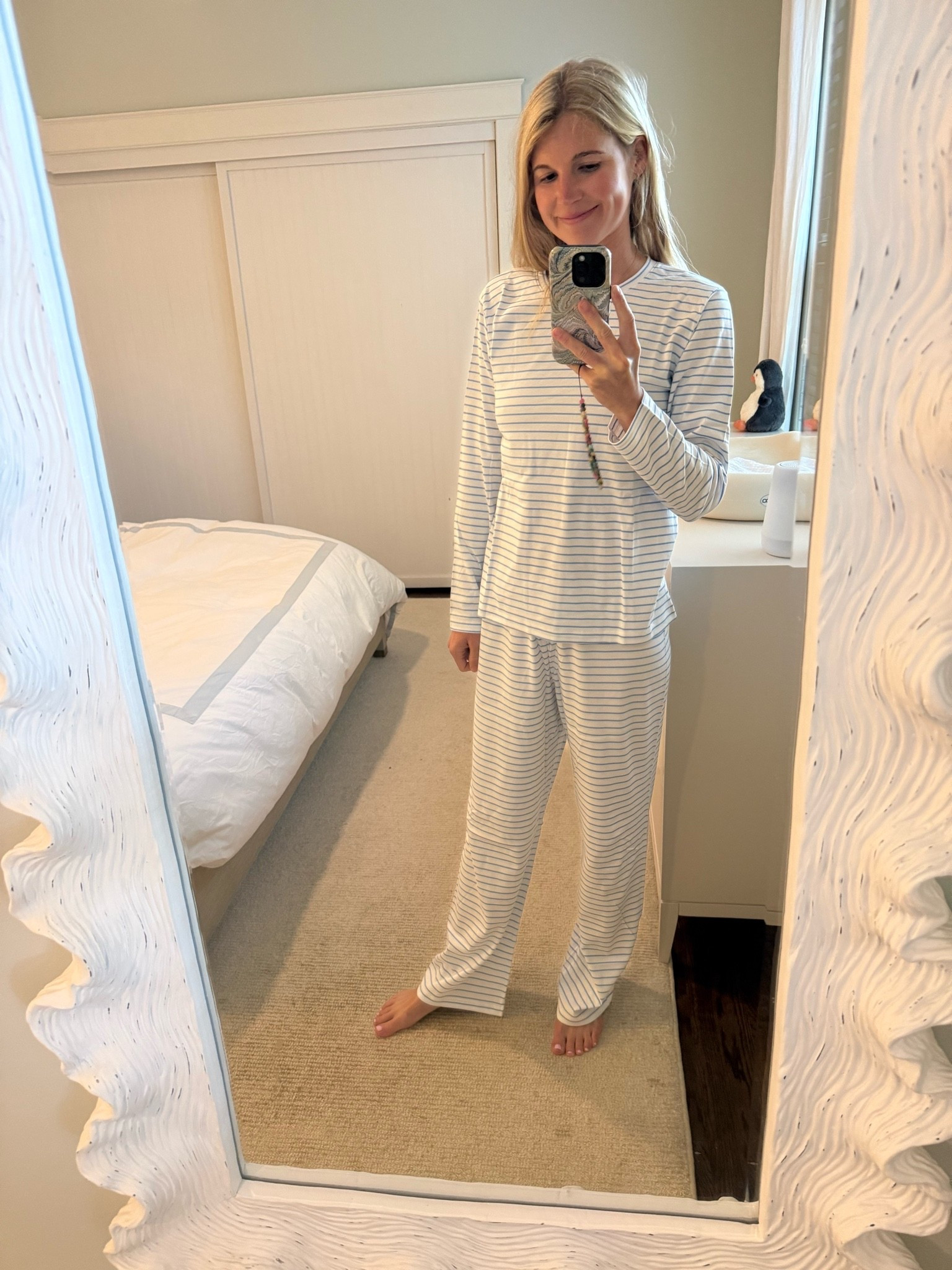 Love this new Baltic blue stripe from lake pajamas. I wear a medium

#LTKmomlife #LTKMothersDay #LTKmorningroutine