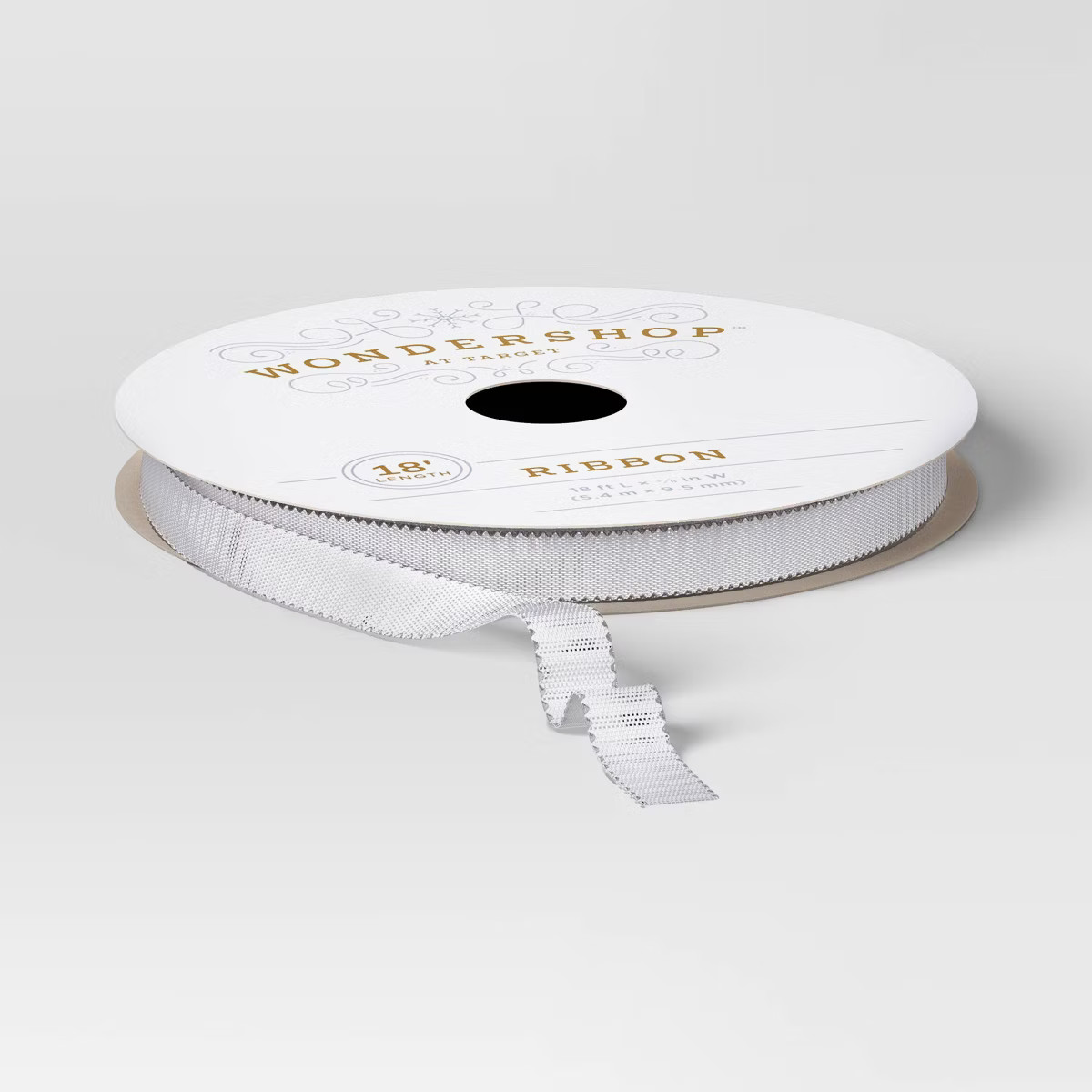 18' Christmas Fabric Ribbon Silver/White Shimmer - Wondershop™ | Target