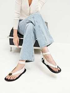 Flat Sandals for Women Strappy Sandals Comfortable Dressy Beach Flip Flop Slides Thong Sandals fo... | Amazon (US)