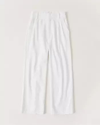 Linen-Blend Pleated Wide Leg Pants | Abercrombie & Fitch (US)