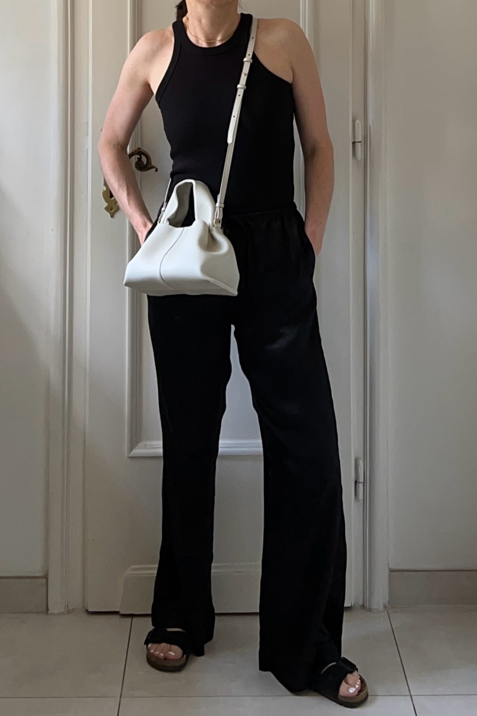 Summer outfit, satin trousers, satin outfit, black trousers, black pants, satin pants, crossbody bag, tank top, black top

#LTKsummer #LTKuk #LTKstyletip