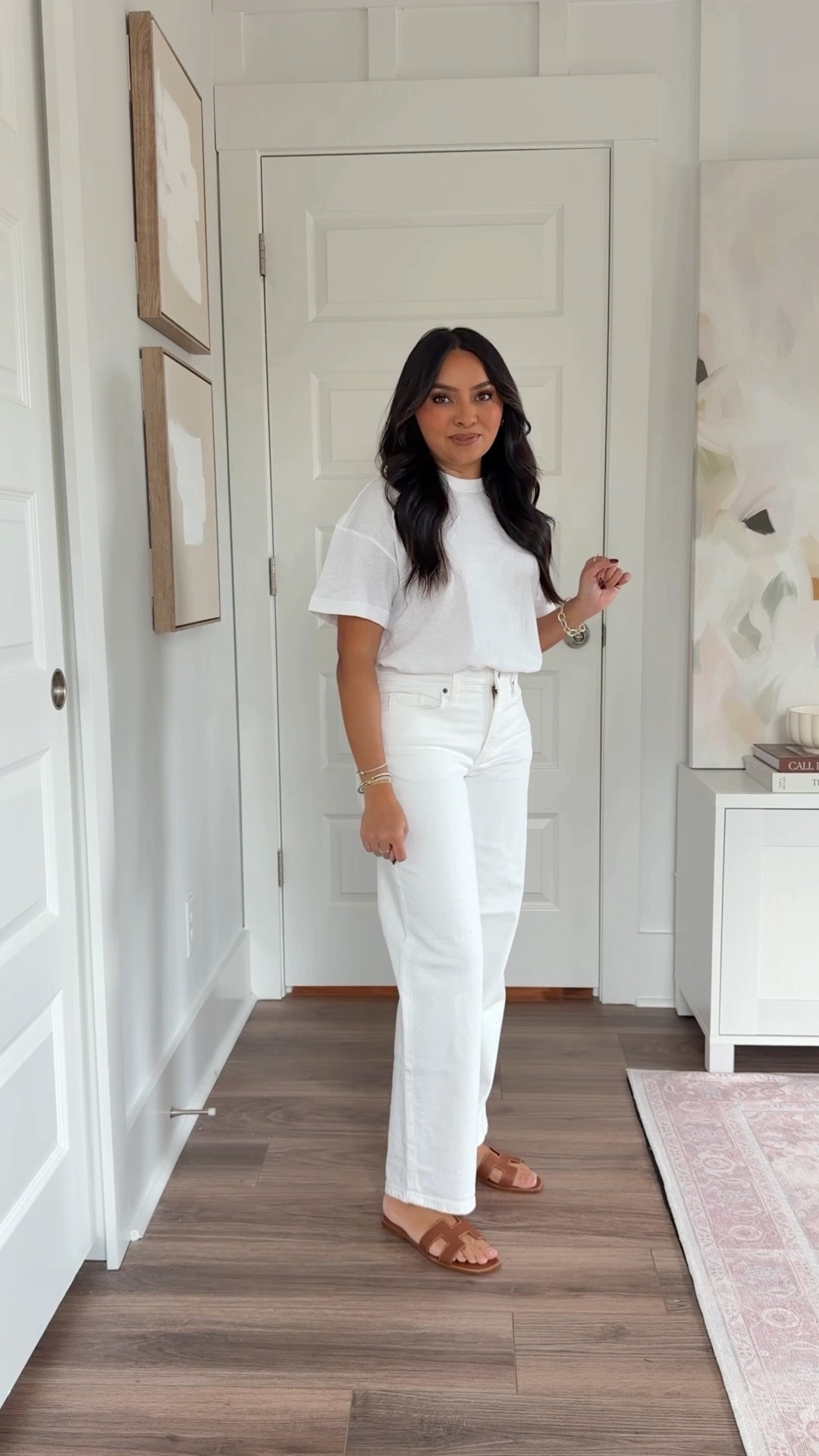 White tee size xs petite TTS
White jeans size 2 petite TTS 28.5 inseam 
Brown sandals are Hermes - similar linked


#LTKFindsUnder50 #LTKPetite #LTKSaleAlert