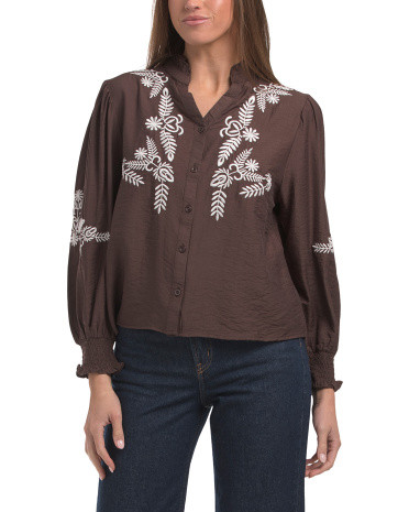 Embroidered Long Woven Tunic | TJ Maxx