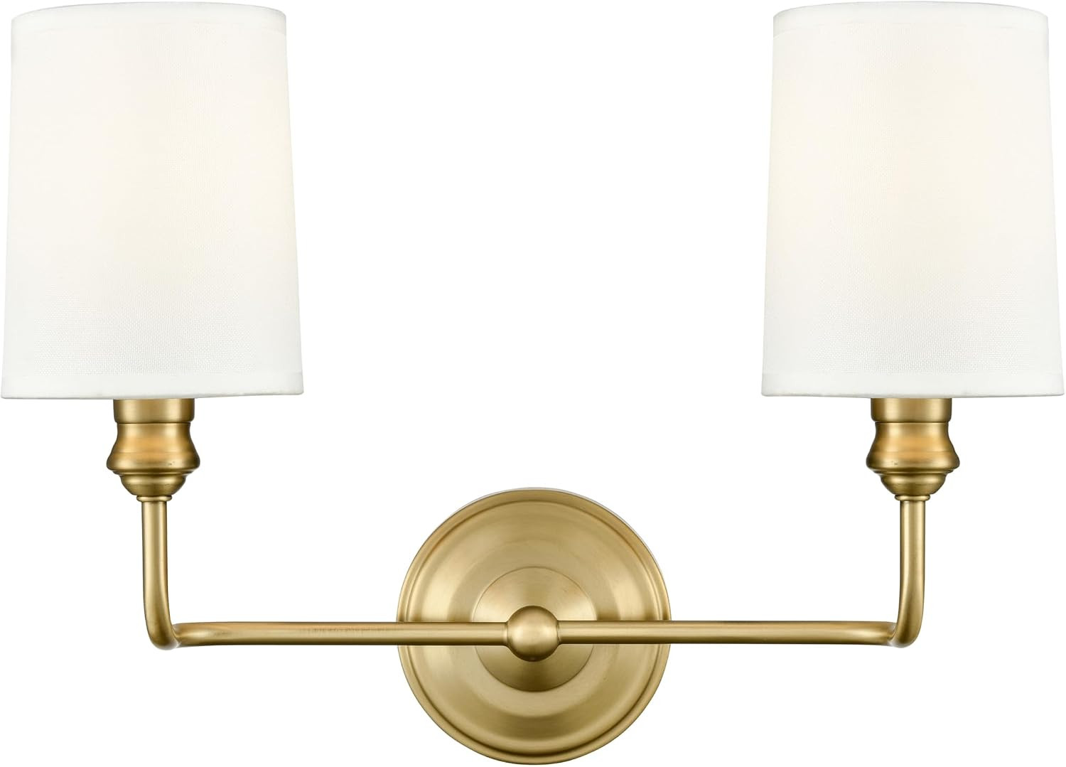 ML Lighting | Leena Collection | 99802-VB | Indoor 2 Light Vanity in Vintage Brass with White Fabric Shade | Elegant and Versatile Design for Any Bathroom | Amazon (US)