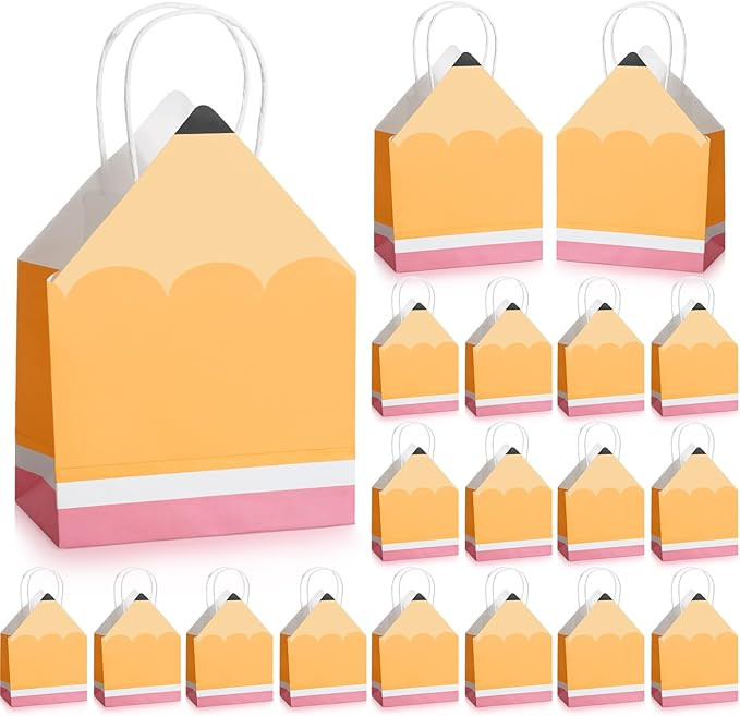 Feifeiya 12 Pcs Teacher Appreciation Gift Bag Small Gift Bags Pencil Shaped Teacher Bags Bulk wit... | Amazon (US)