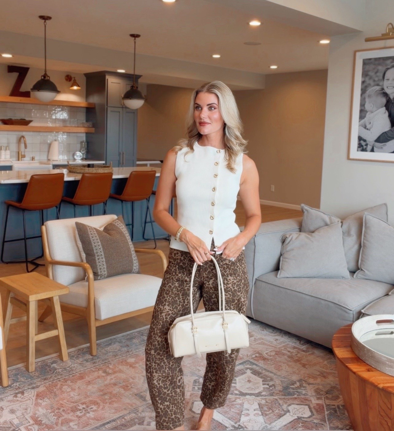 Spring outfit idea – wearing a small in the top and size 2 in the leopard print barrel leg jeans. Take $20 off with code: for_Caitlin20

#LTKootd #LTKSeasonal #LTKSaleAlert