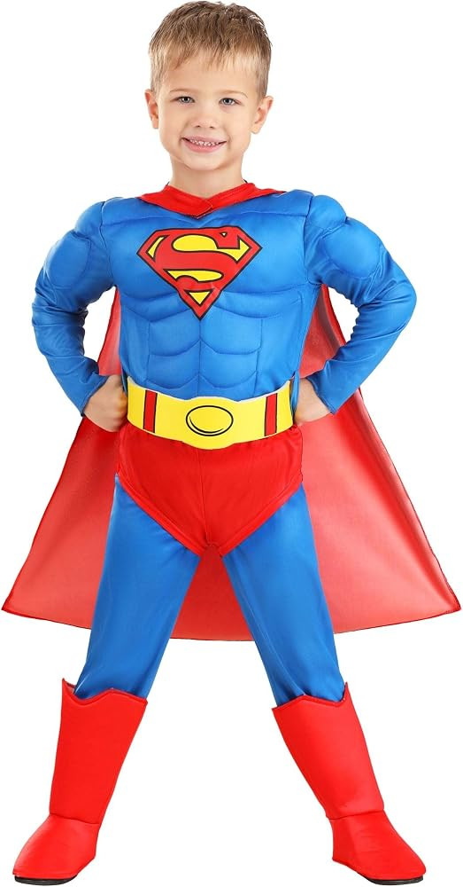 Toddler Classic Superman Costume, Red & Blue Superhero Suit & Red Cape for Movie Hero Comic Cospl... | Amazon (US)