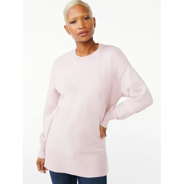 Free Assembly Women's Crewneck Tunic Sweater with Long Sleeves | Walmart (US)