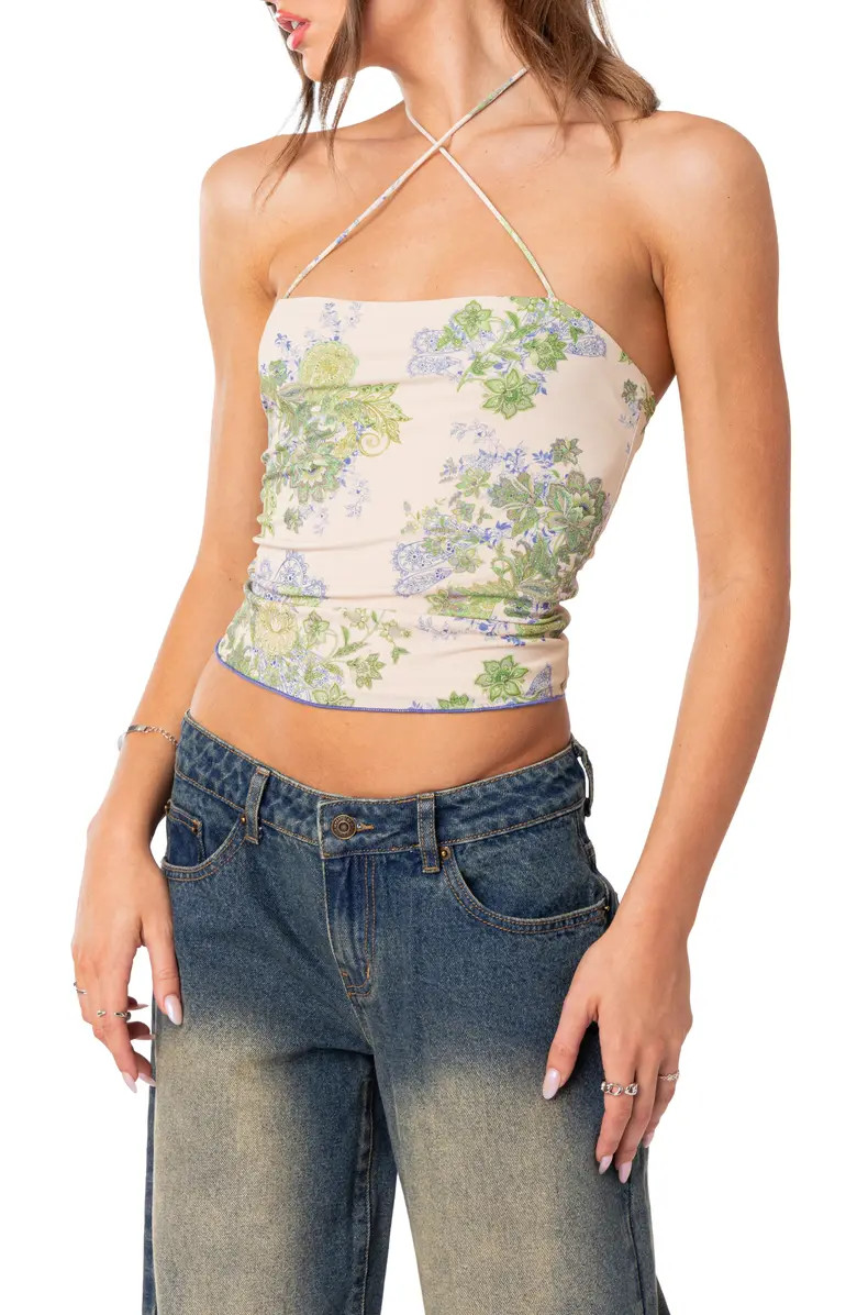 Garden Party Floral Print Mesh Top | Nordstrom