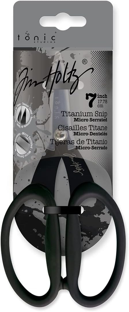 Tim Holtz Small Titanium Scissors - 7 Inch Mini Snips with Micro Serrated Blade - Non Stick Craft... | Amazon (US)