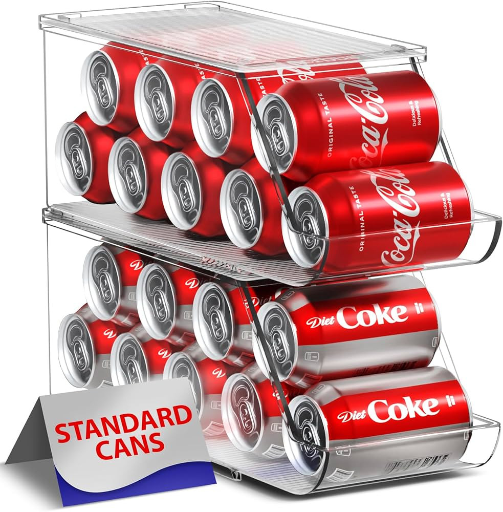 Sorbus Soda Can Organizer for Counter Depth Refrigerator Stackable Can Holder Dispenser with Lid ... | Amazon (US)