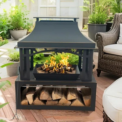 Jurgensen 45âH x 39"W Wood Burning Outdoor Pagoda style fire pit and fireplace | Wayfair North America