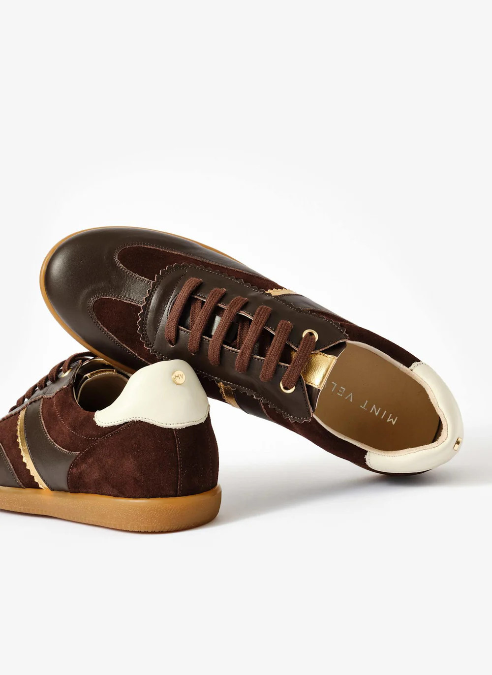 Lucia Brown Suede Trainers | Mint Velvet