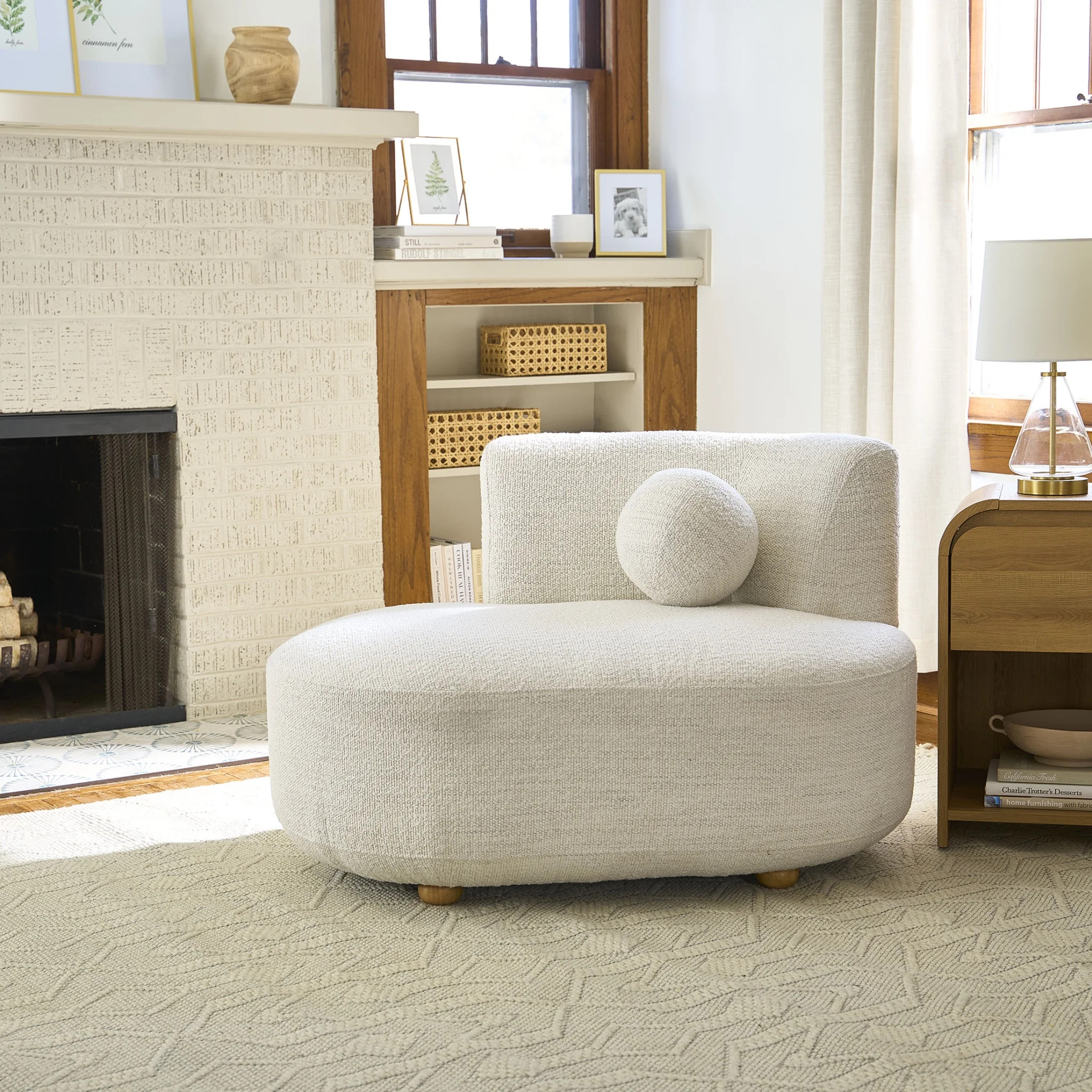 Better Homes & Gardens Juliet Modern Boucle Chaise, Pearl - Walmart.com | Walmart (US)