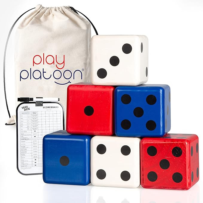 Play Platoon Lawn Dice with Scoreboard - Giant Red White & Blue Wooden Yard Dice Outdoor Game | Amazon (US)