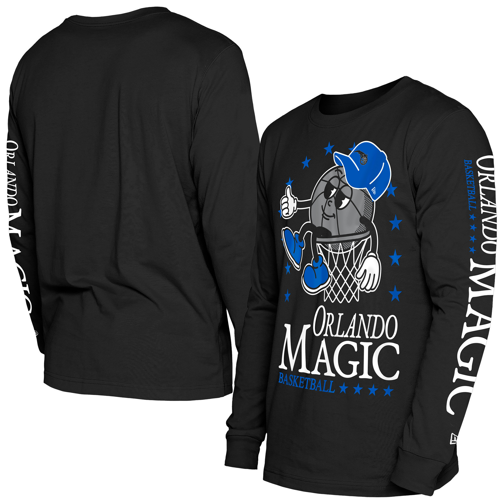 Men's New Era Black Orlando Magic Old School Sport Long Sleeve T-Shirt | NBA Shop