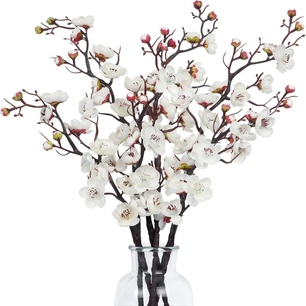 6 Pcs Faux Flowers Long Stem Plum Blossom Home Decoration | Wayfair North America