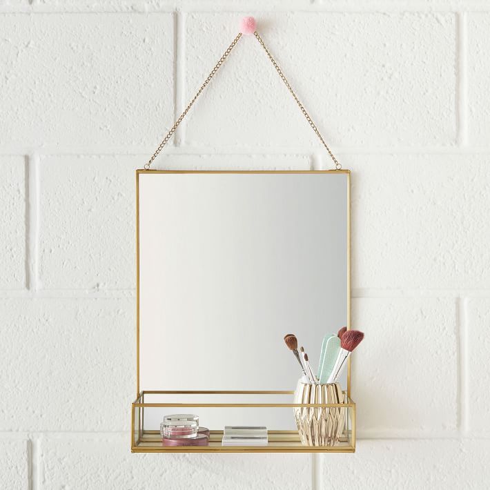 Hanging Mirror With Ledge | Pottery Barn Teen